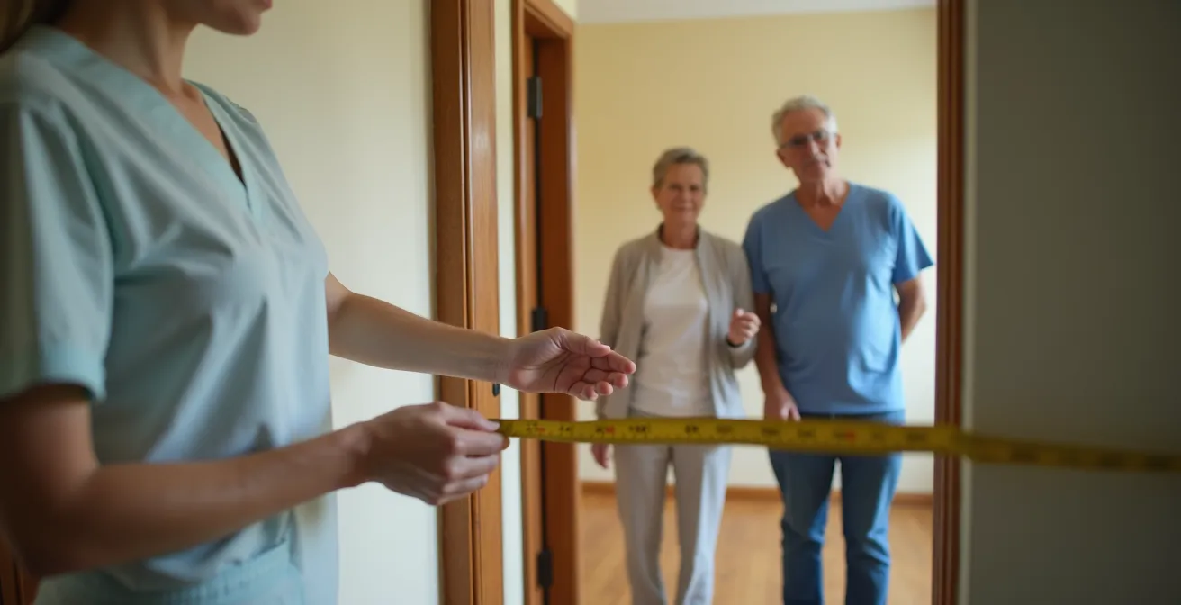 Ergothérapeute évaluant l'aménagement d'un domicile avec une personne âgée