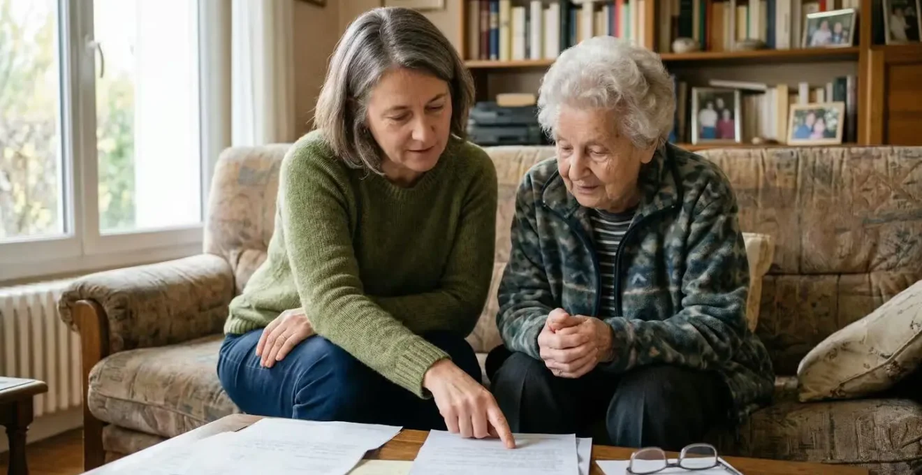 Femme accompagnant sa mère âgée dans ses démarches d'évaluation de l'autonomie