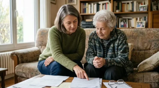 Femme accompagnant sa mère âgée dans ses démarches d'évaluation de l'autonomie